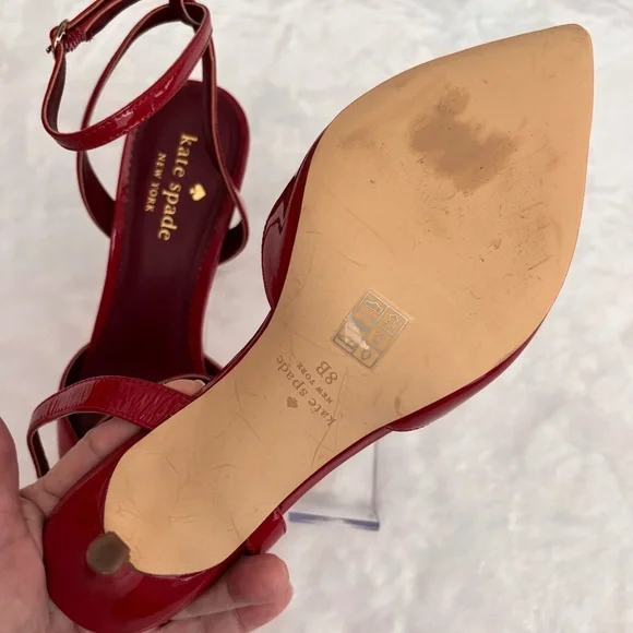 KATE SPADE NY Vivian Red Patent Leather Stiletto Heel Ankle Strap Pump--NEW--8 - Picture 14 of 15